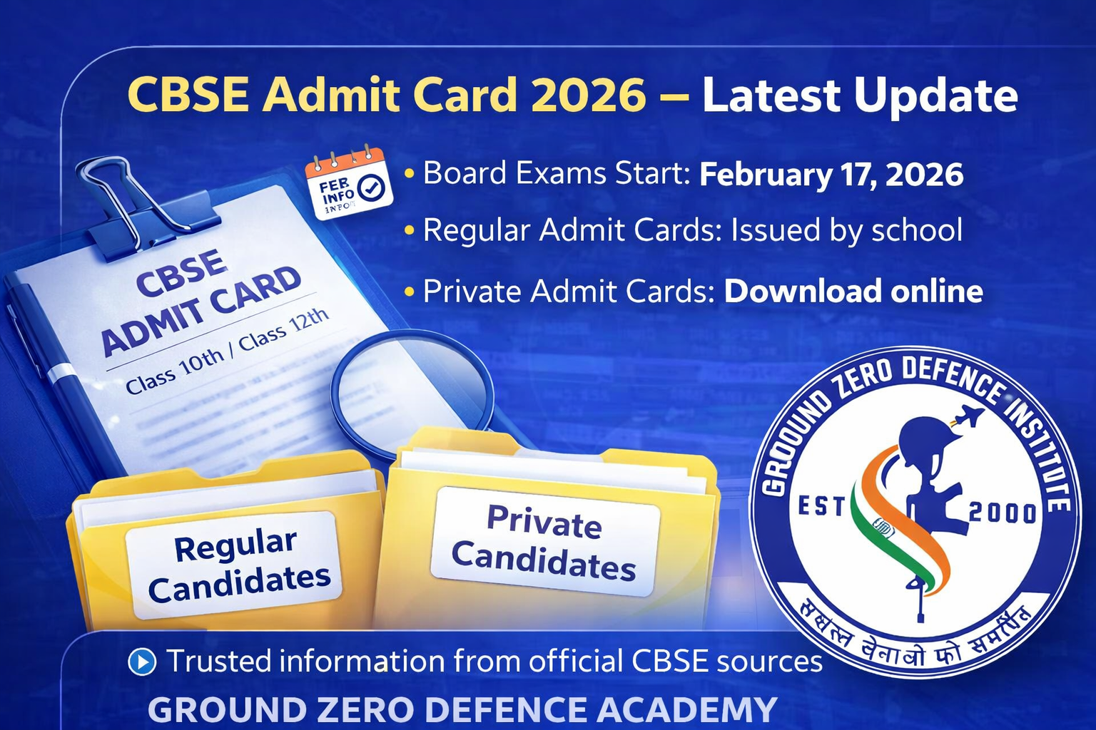 CBSE Class 10, 12 Admit Card 2026 – Latest Update 1 Step-by-Step Guide to Obtaining Admit Cards