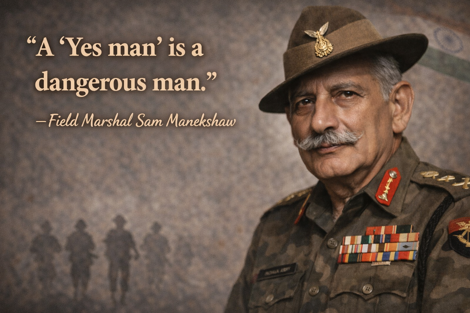 Indian Army Quotes for Defence Aspirants (Image + Text) 29 A 'Yes man' is a dangerous man. – Field Marshal Sam Manekshaw