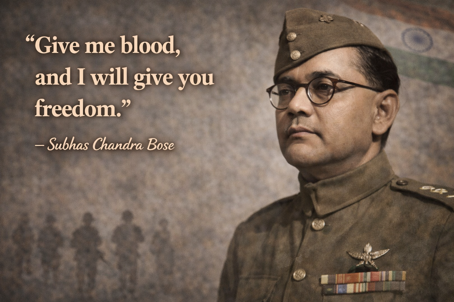 Indian Army Quotes for Defence Aspirants (Image + Text) 21 Give me blood, and I will give you freedom. – Subhas Chandra Bose